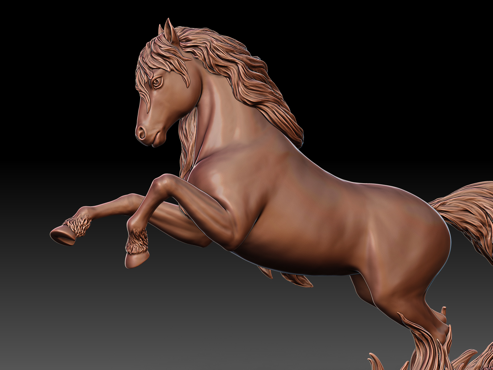 Digital sculpture of the Horse. Creation of unique high quality sculptures on demand.
